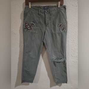 Abercrombie & Fitch Ames Jeans Womens Slim Fit Boyfriend Olive Low Rise, 28/6R